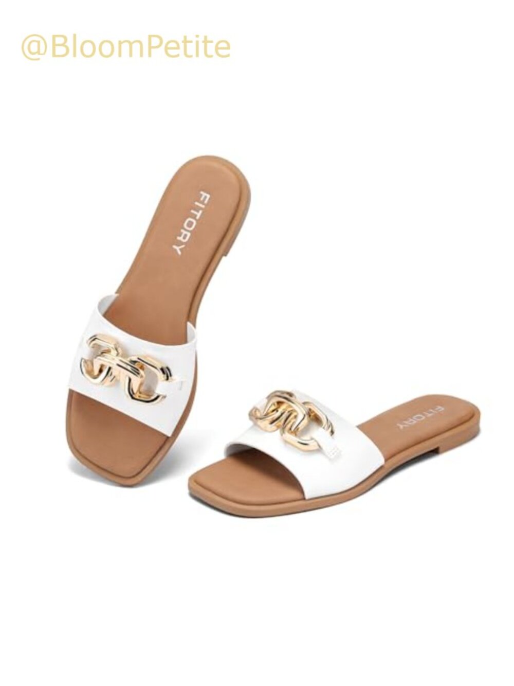 FITORY Women's Slide Sandals Faux Leather Soft Cushioned Beach Casual